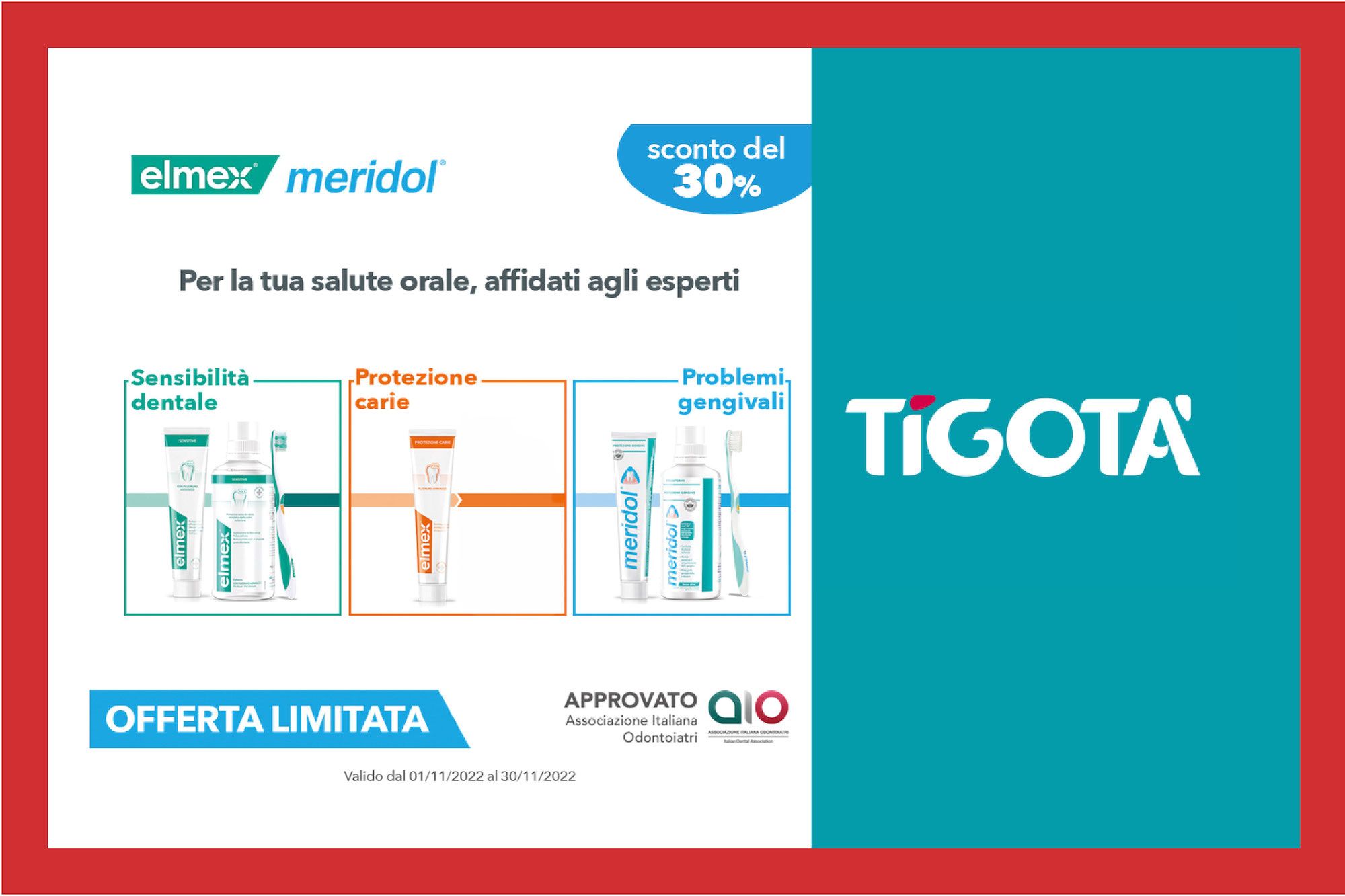 Fai risplendere il tuo sorriso! A novembre da Tigotà trovi tutti i prodotti Elmex e Meridol scontati del 30%!