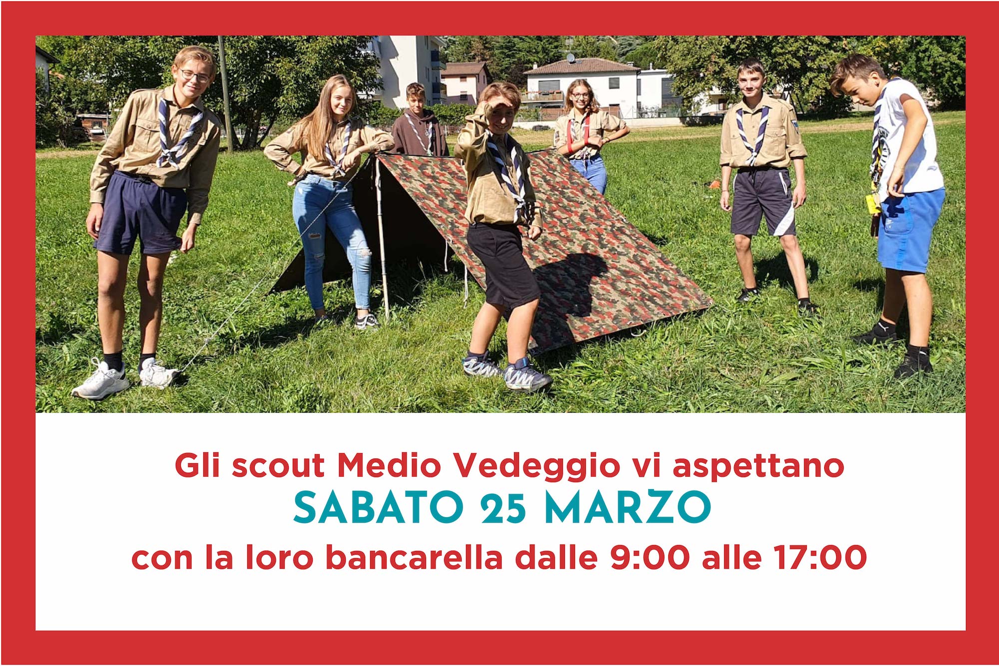 Gli scout Medio Vedeggio vi aspettano SABATO 25 MARZO  con la loro bancarella dalle 9:00 alle 17:00