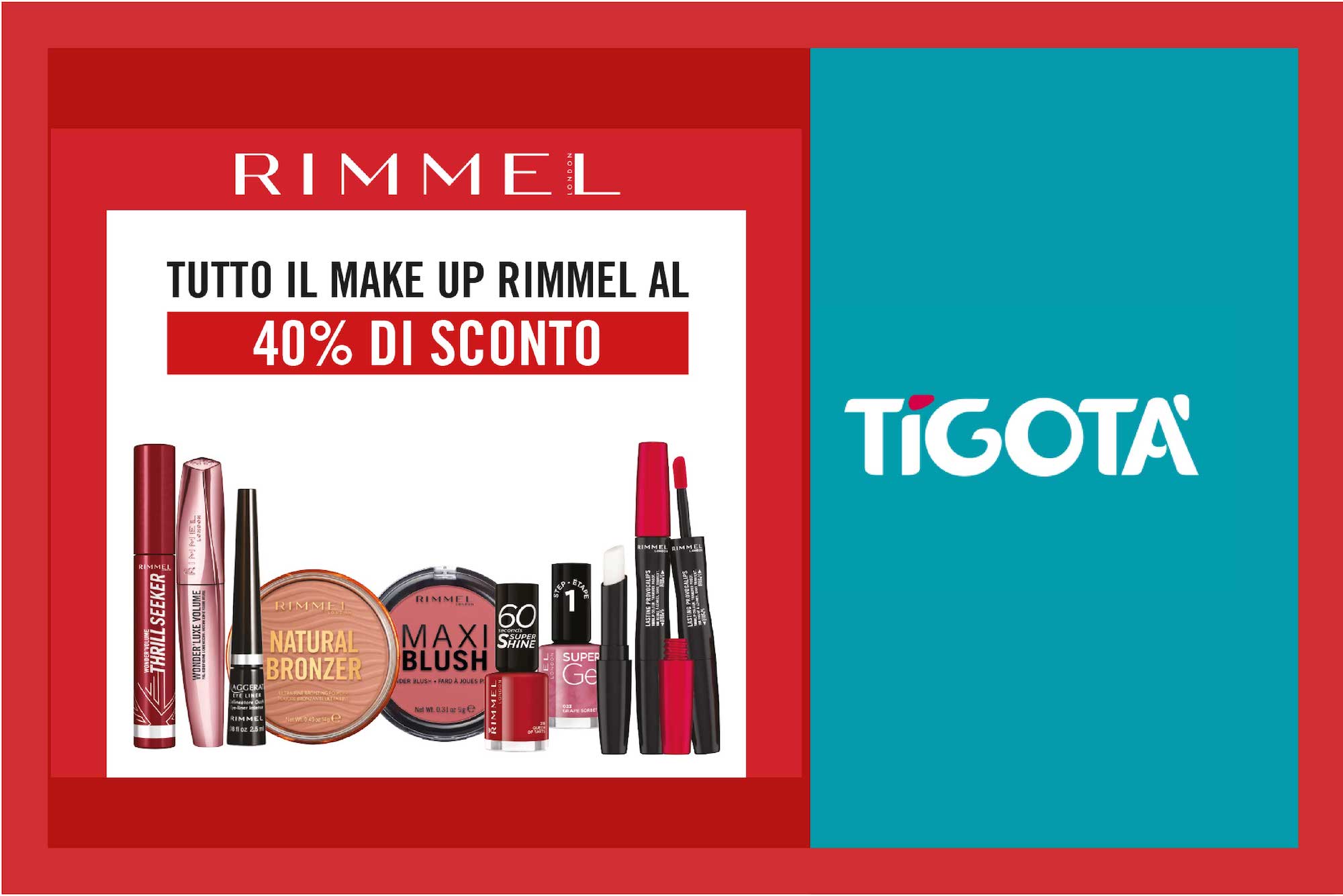 Offerte make up per un trucco da urlo! Per tutto giugno sconto del 40% su tutti i prodotti make up Rimmel. Approfittane!
