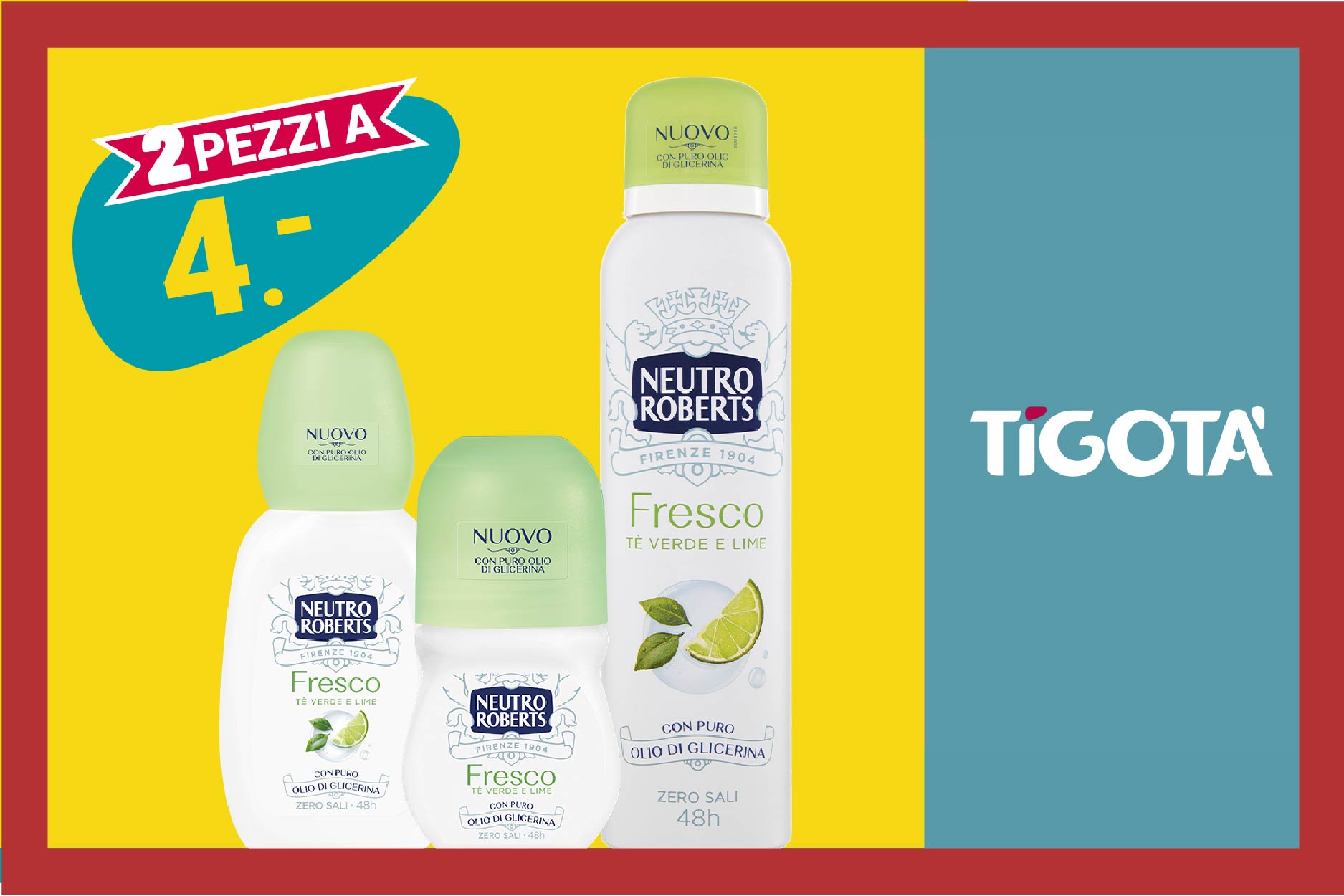 Scopri la convenienza di sempre da Tigotà! Questo mese acquista in offerta 2 deodoranti Neutro Roberts a CHF 4.-  . Approfittane! 🤩